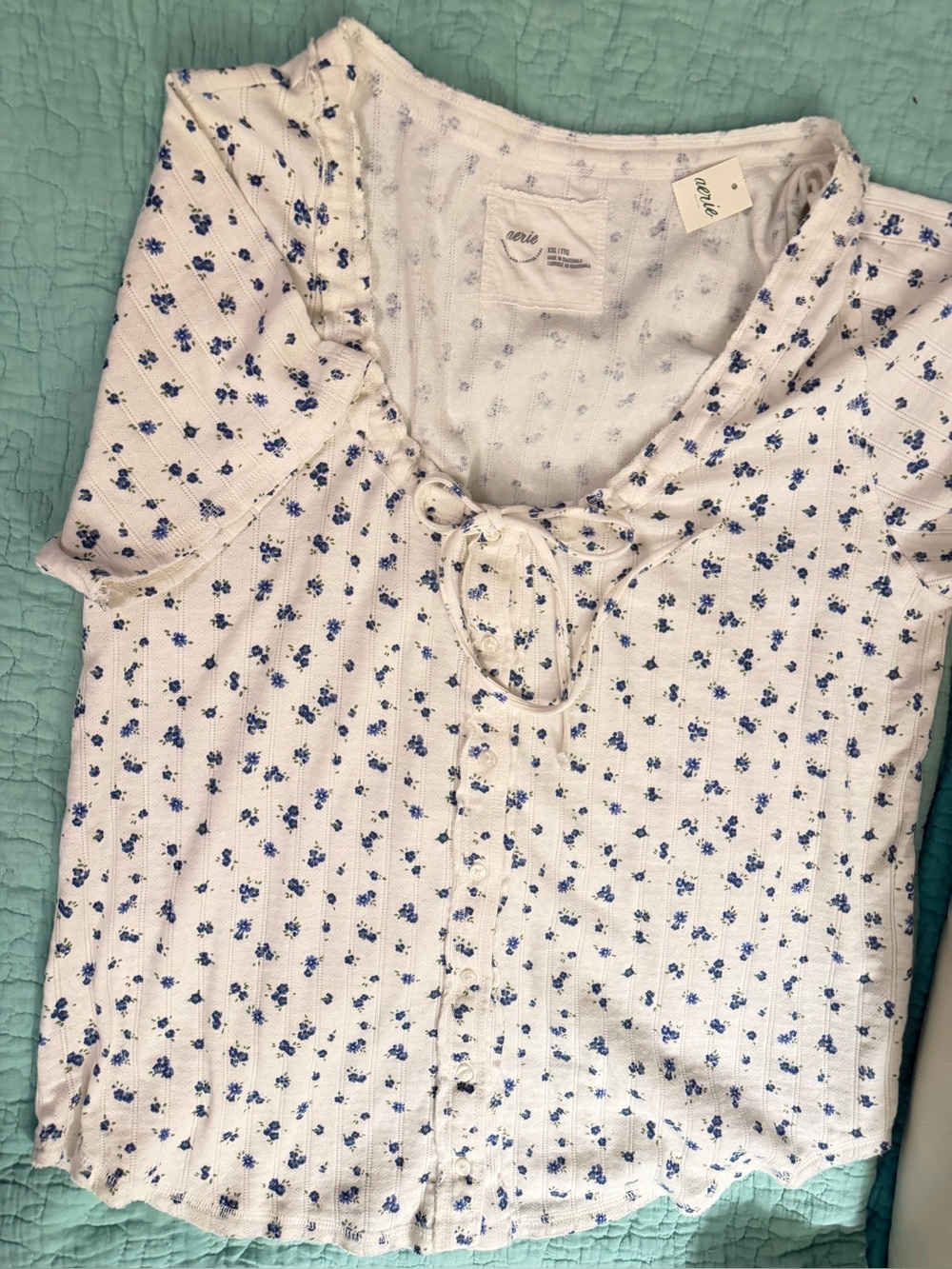 New Aerie 100% cotton short sleeve shirt size xxl. Relaxed silhouette - Picture 2 of 11